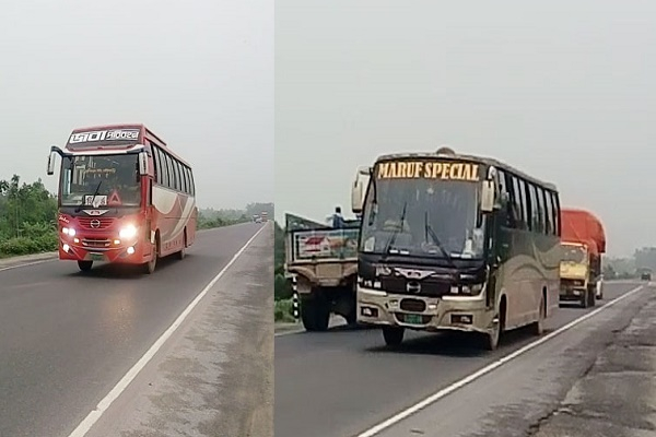 কঠোর লকডাউনে ঢাকা-টাঙ্গাইল মহাসড়‌কে চলছে বাস